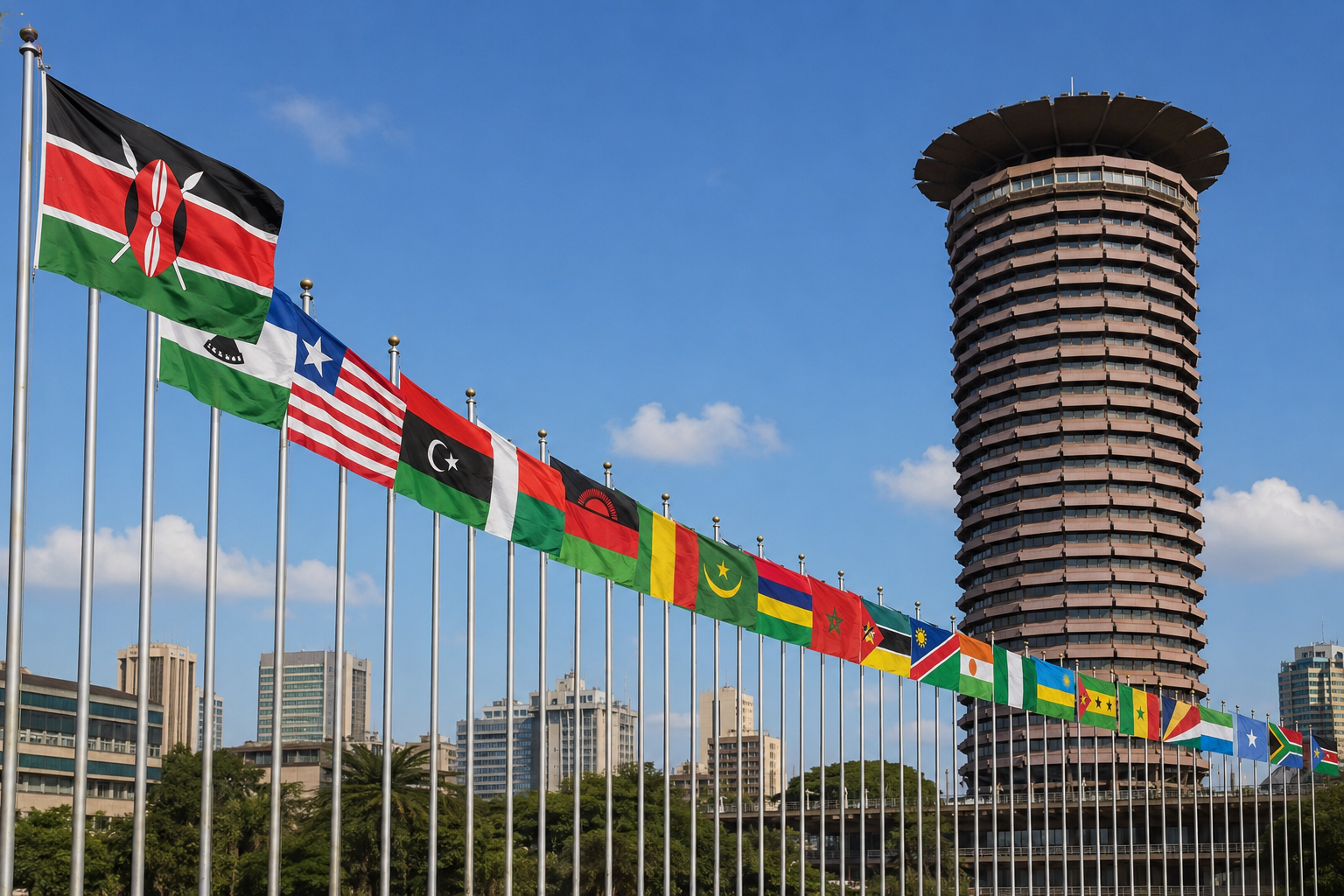 African flags displayed in Nairobi